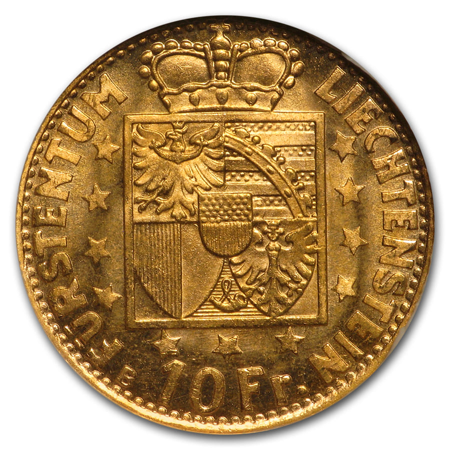 Buy 1946-B Liechtenstein Gold 10 Franken MS-67 NGC | APMEX