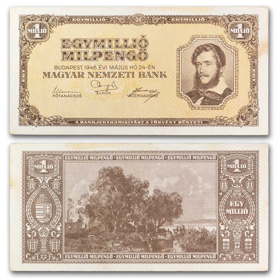 1946 Hungary 1 Million Milpengo Banknote Avg Circ (P-128)