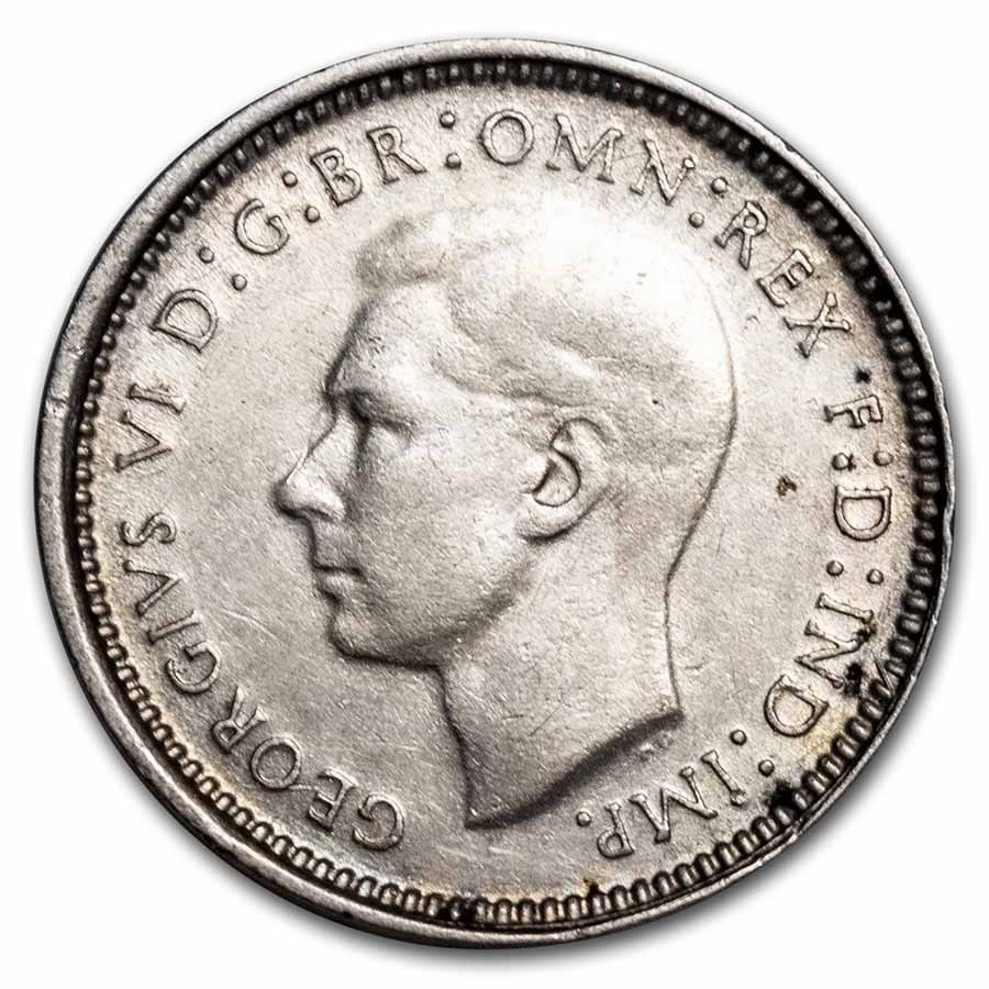 1947-1952 Australia Silver 3 Pence George VI Avg Circ