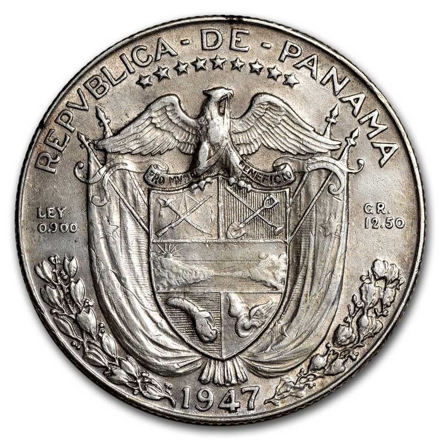 1947 Panama Silver 1/2 Balboa XF