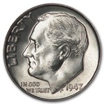 1947 Roosevelt Dime BU