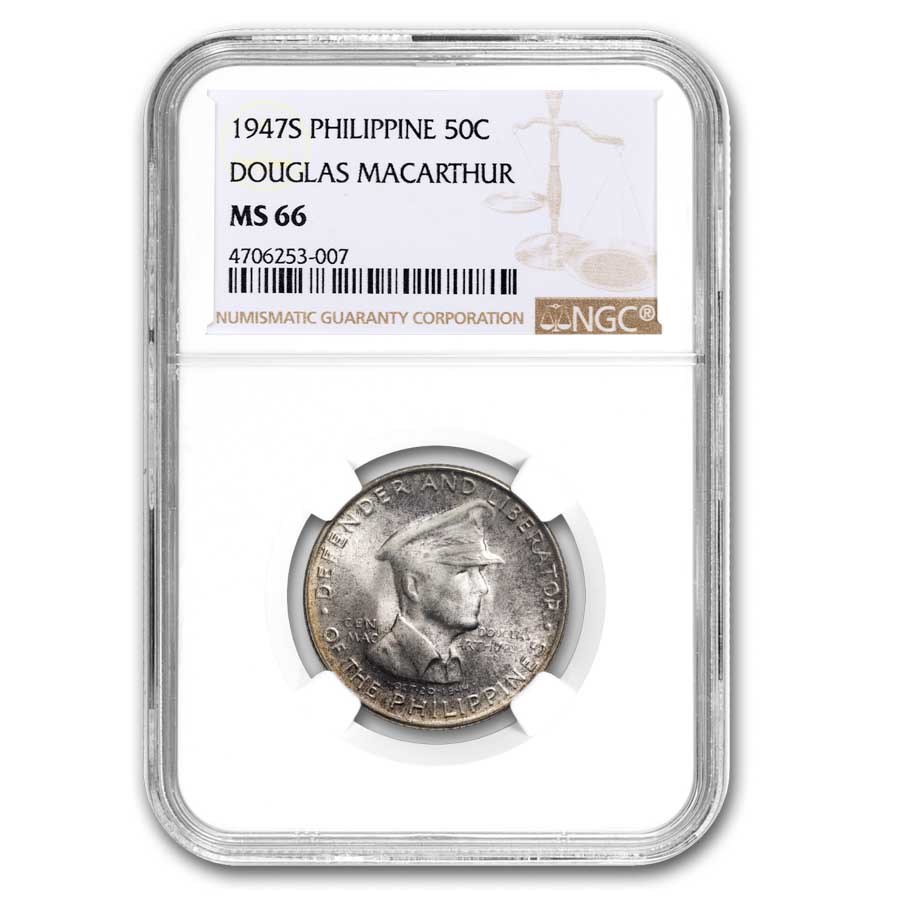 1947-S Philippines Silver 50 Centavos MS-66 NGC