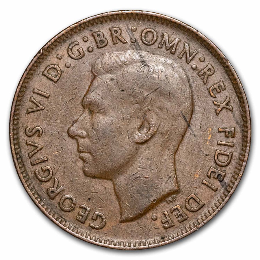 1949-1952 Australia Bronze 1/2 Penny George VI Avg Circ