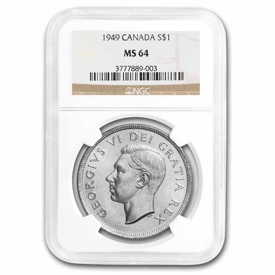 1949 Canada Silver Dollar George VI MS-64 NGC