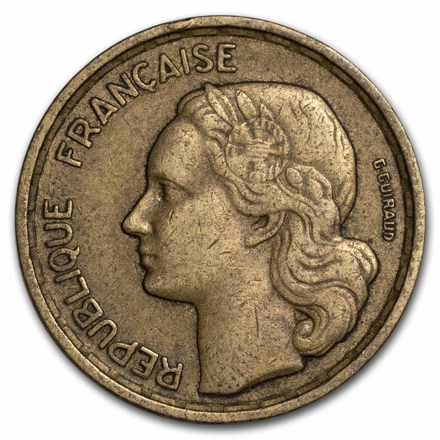 1950-1958 French Fourth Republic CU-AI 10 Francs Avg Circ