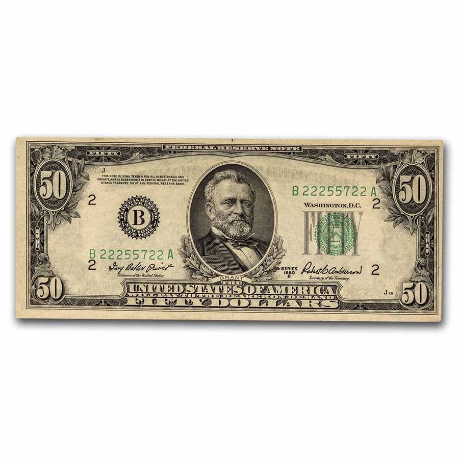 Buy 1950-B B-New York $50 Federal Reserve Note AU | APMEX