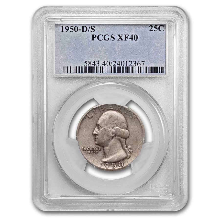 1950-D/S Washington Quarter XF-45 PCGS