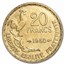 1950 French Fourth Republic CU-AI 20 Francs BU (Three Feathers)