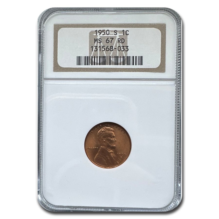 1950-S Lincoln Cent MS-67 NGC (Red)