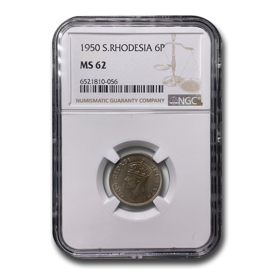 1950 Southern Rhodesia Sixpence MS-62 NGC