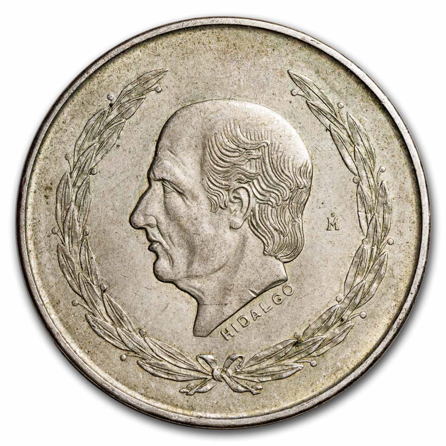 1951-1954 Mexico Silver 5 Pesos Hidalgo Avg Circ