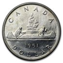 1951 Canada Silver Dollar George VI AU