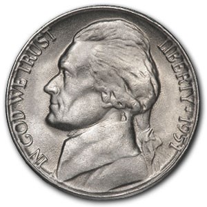 1951-D Jefferson Nickel BU