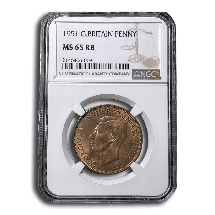 1951 Great Britain Penny George VI MS-65 NGC (Red/Brown)