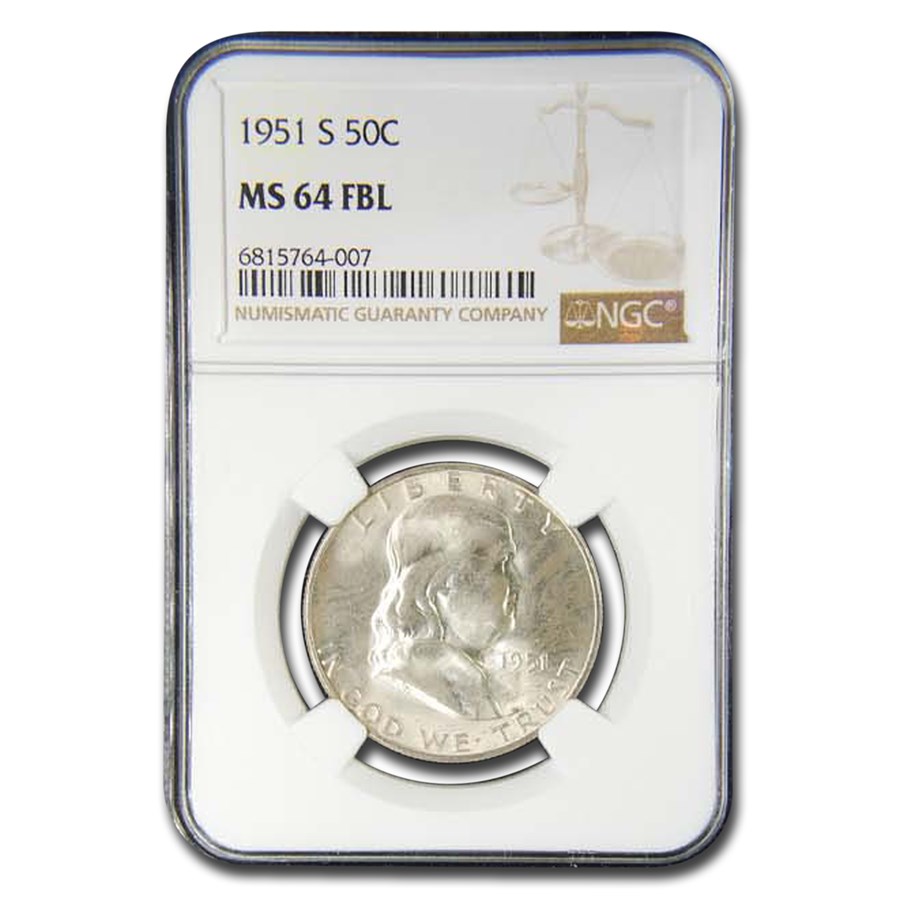 1951-S Franklin Half Dollar MS-64 NGC (FBL)