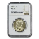 1951-S Franklin Half Dollar MS-67 NGC