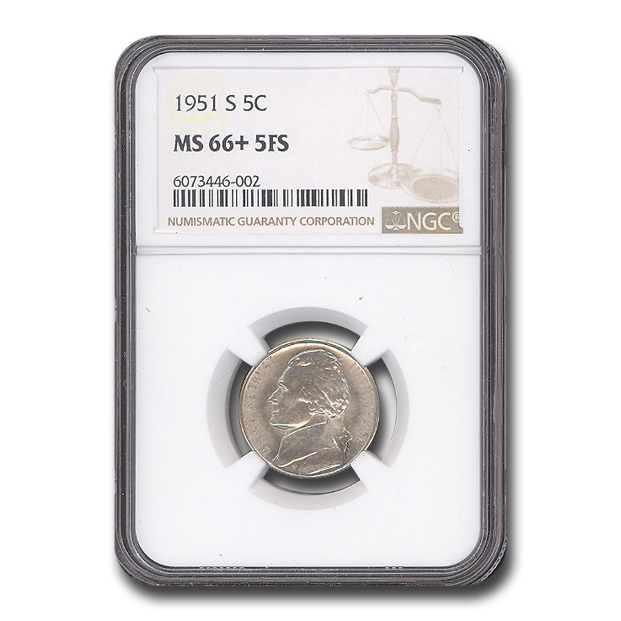 1951-S Jefferson Nickel MS-66+ NGC (FS)