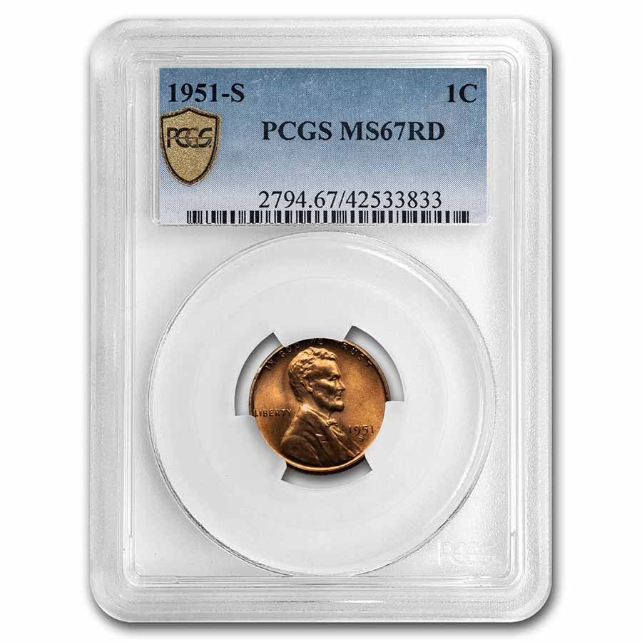 1951-S Lincoln Cent MS-67 NGC (Red)
