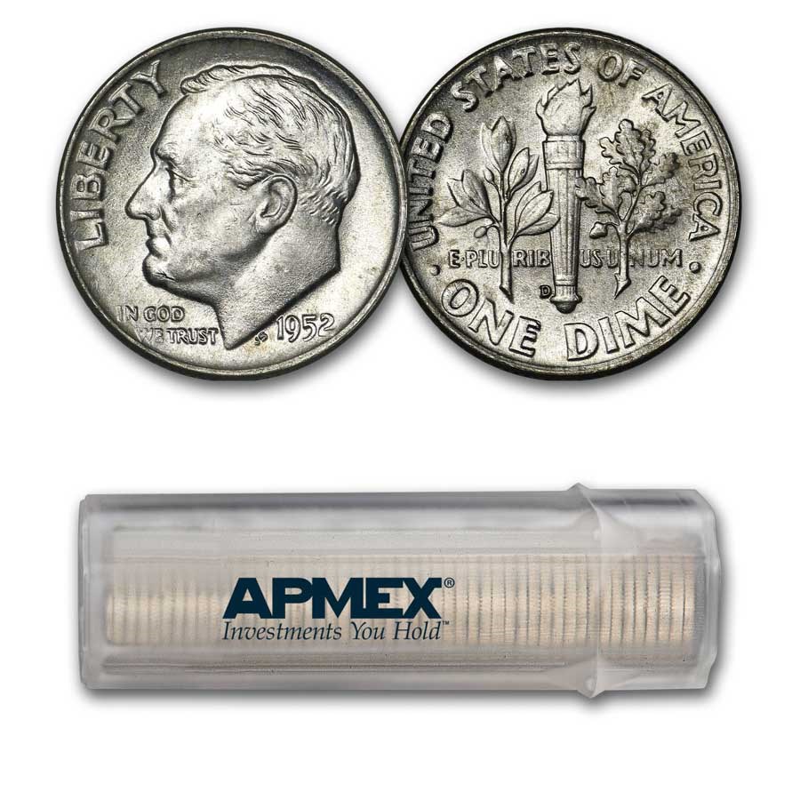 Buy 1952-D Roosevelt Dime 50-Coin Roll BU | APMEX