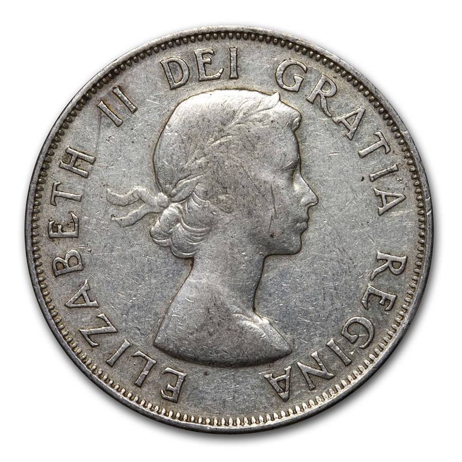 1953-1958 Canada Silver 50 Cents Elizabeth II Avg Circ