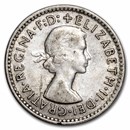 1953-1964 Australia Silver 3 Pence Elizabeth II Avg Circ