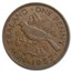 1953-1965 New Zealand Bronze Penny Tui Bird Elizabeth II Avg Circ