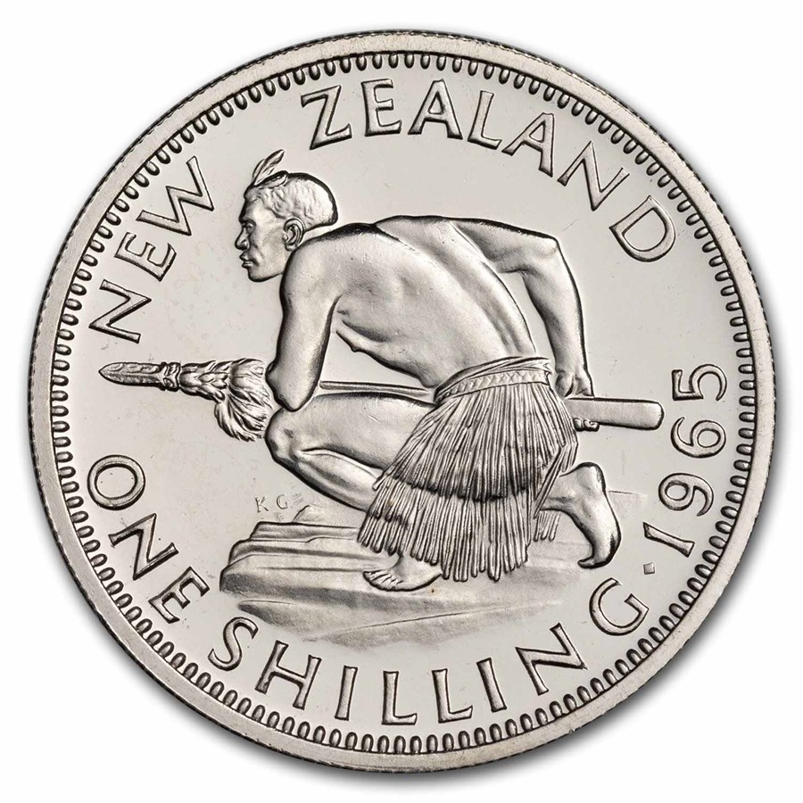 1953-1965 New Zealand Copper-Nickel Shilling Elizabeth II BU