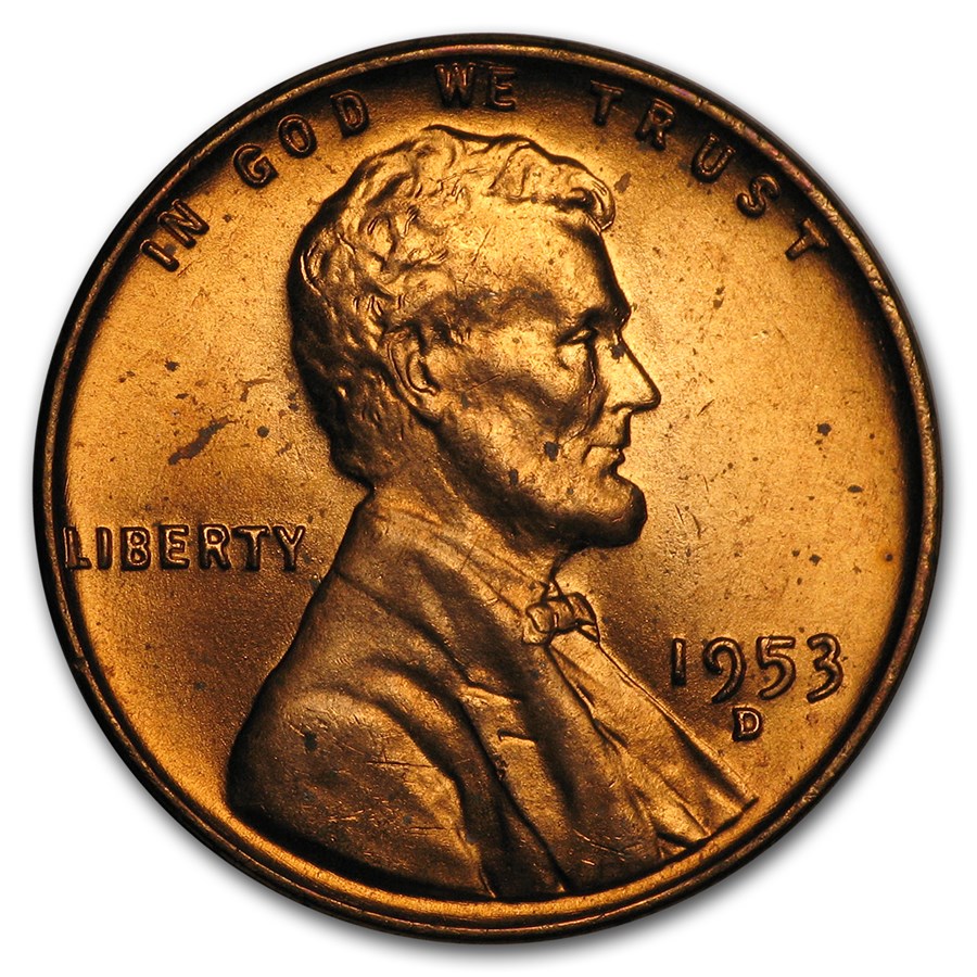 1953-D Lincoln Cent BU (Red)