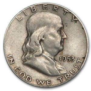 1953-S Franklin Half Dollar Fine/XF