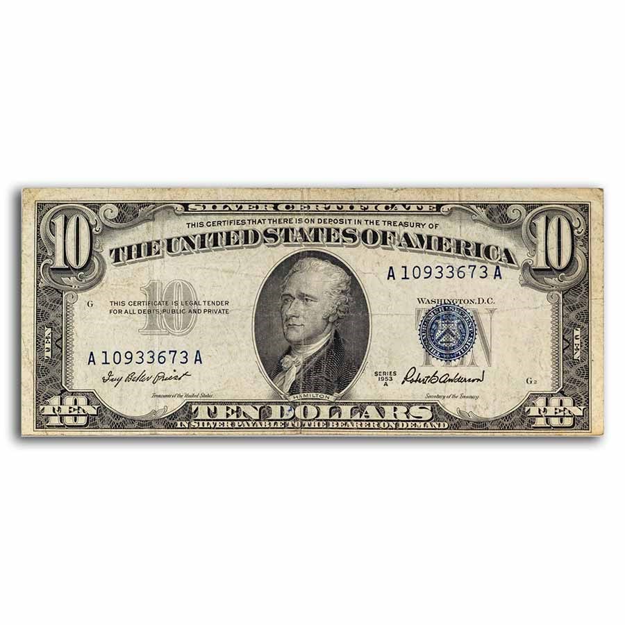 1953 thru 1953-B $10 Silver Certificates Fine