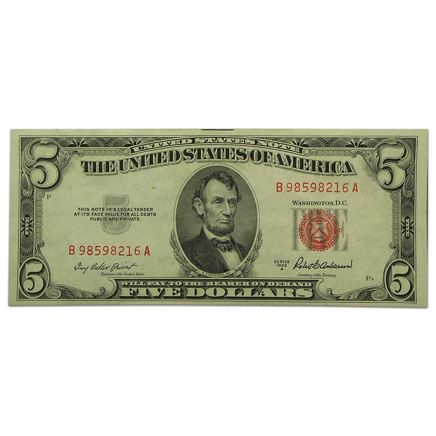 1953's $5.00 U.S. Note Red Seal XF