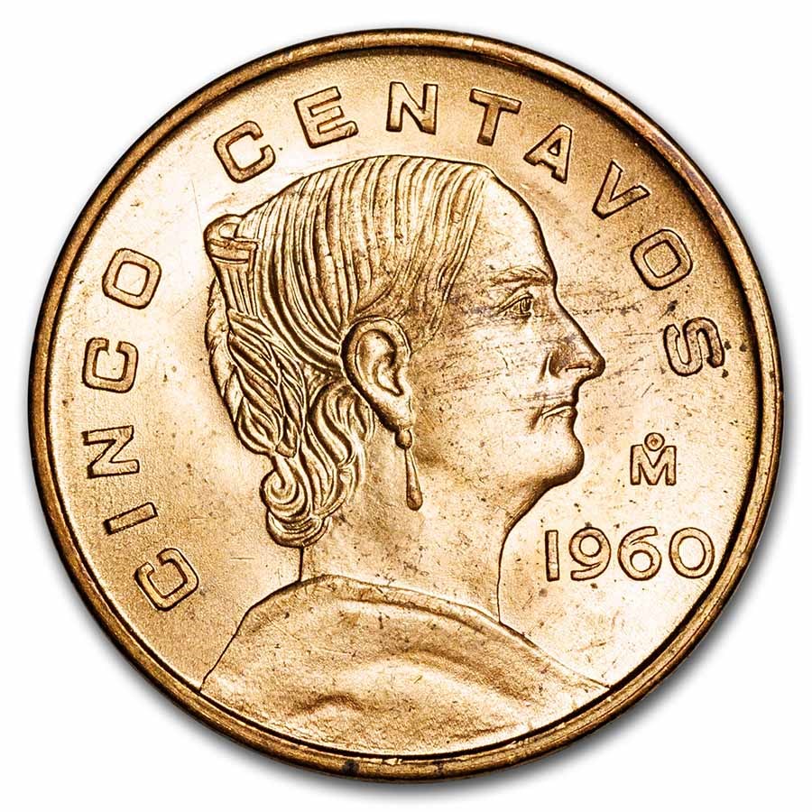 1954-1969 Mexico 5 Centavos Josefa Ortiz de Dominguez BU