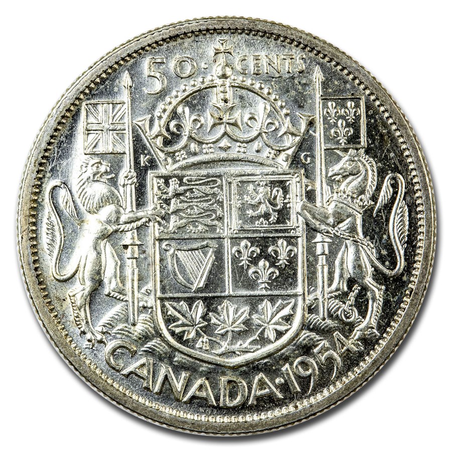 1954 Canada Silver 50 Cents Elizabeth II BU/Prooflike