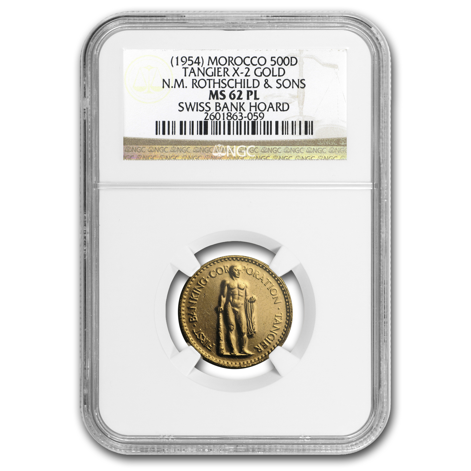 Buy 1954 Morocco Tangier X-2 Gold 500 Dirhams MS-62 PL NGC | APMEX