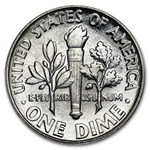 1954 Roosevelt Dime 50-Coin Roll BU