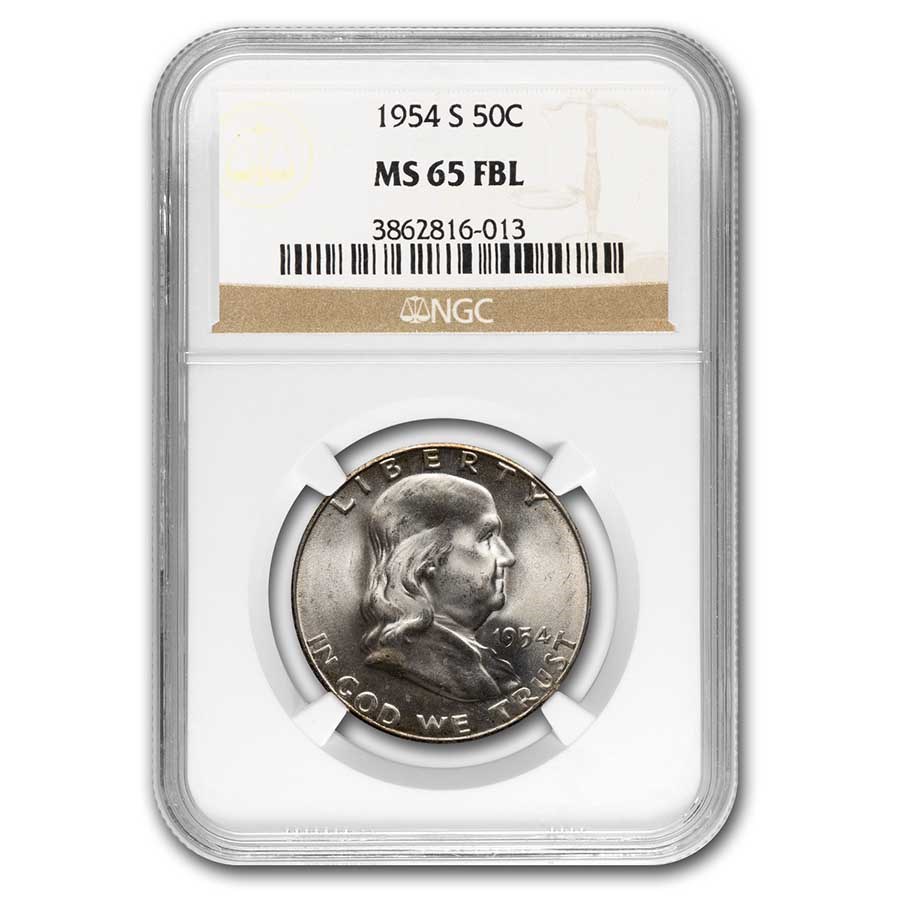 1954-S Franklin Half Dollar MS-65 NGC (FBL)