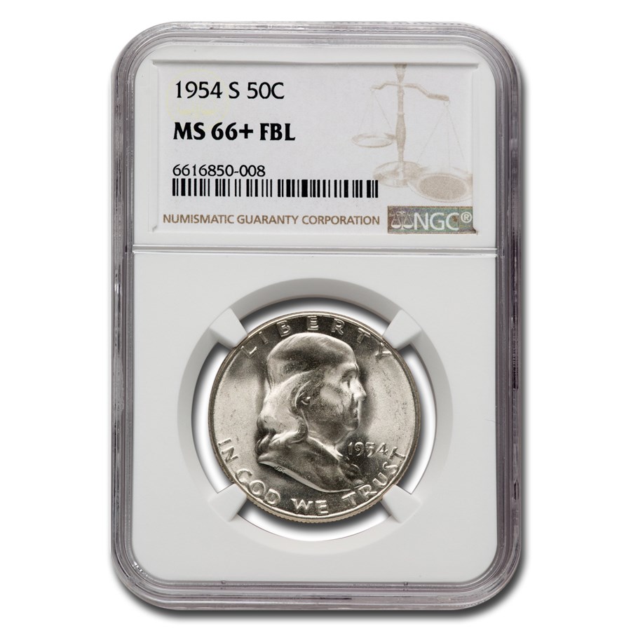 1954-S Franklin Half Dollar MS-66+ NGC (FBL)