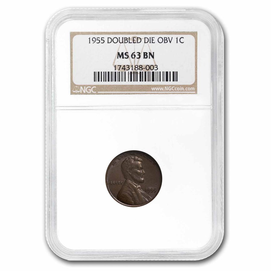 1955 Doubled Die Obverse Lincoln Cent MS-63 NGC (Brown)