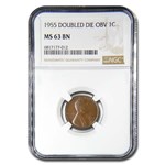 1955 Doubled Die Obverse Lincoln Cent MS-63 NGC (Brown)