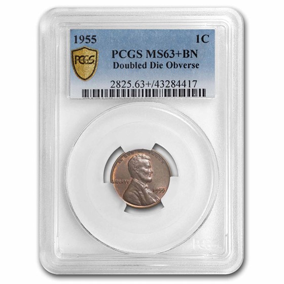 1955 Doubled Die Obverse Lincoln Cent MS-63+ PCGS (Brown)