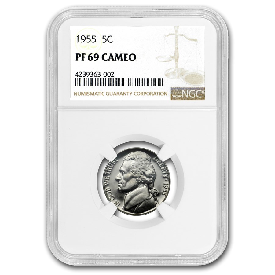 1955 Jefferson Nickel PF-69 Cameo NGC