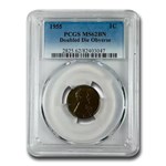 1955 Lincoln Cent Doubled Die MS-62 PCGS (Brown)