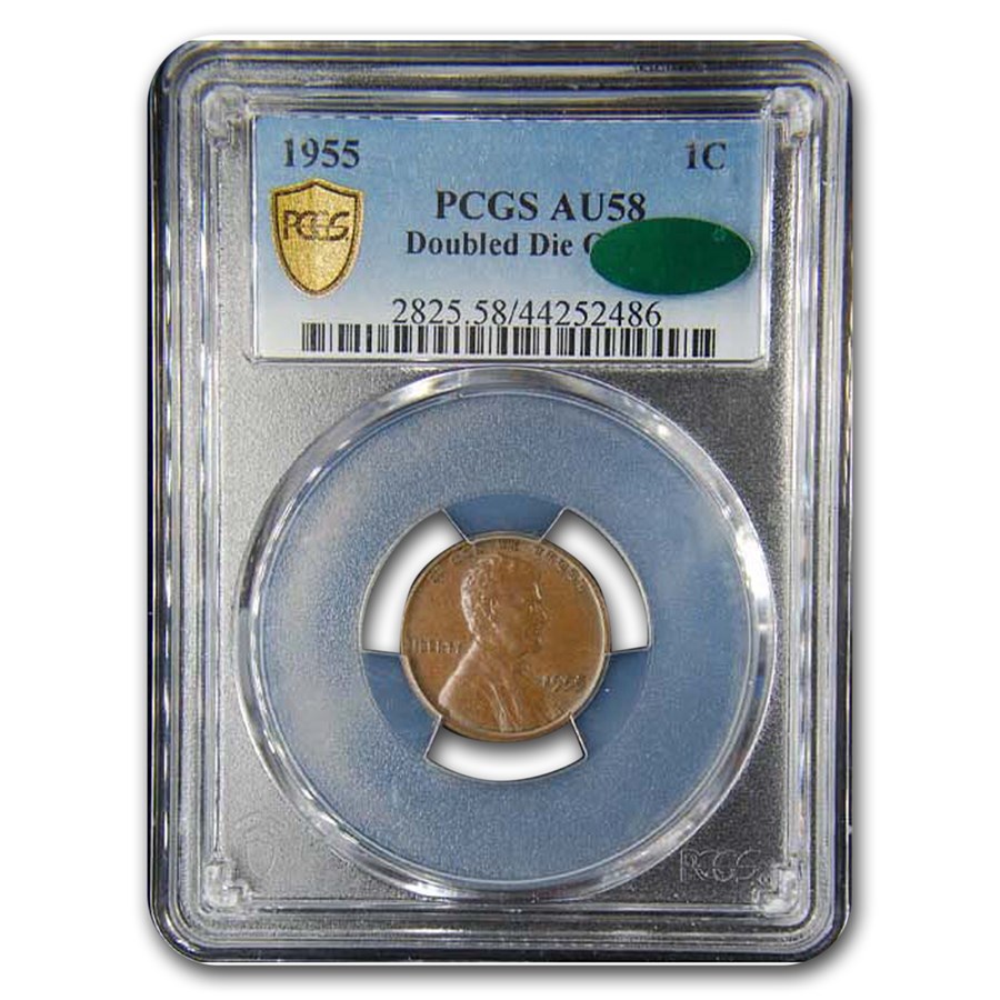 1955 Lincoln Cent Doubled Die Obverse AU-58 PCGS CAC