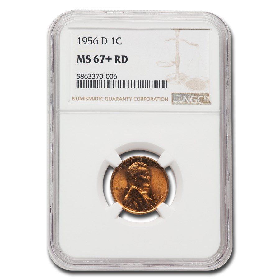 1956-D Lincoln Cent MS-67+ NGC (Red)