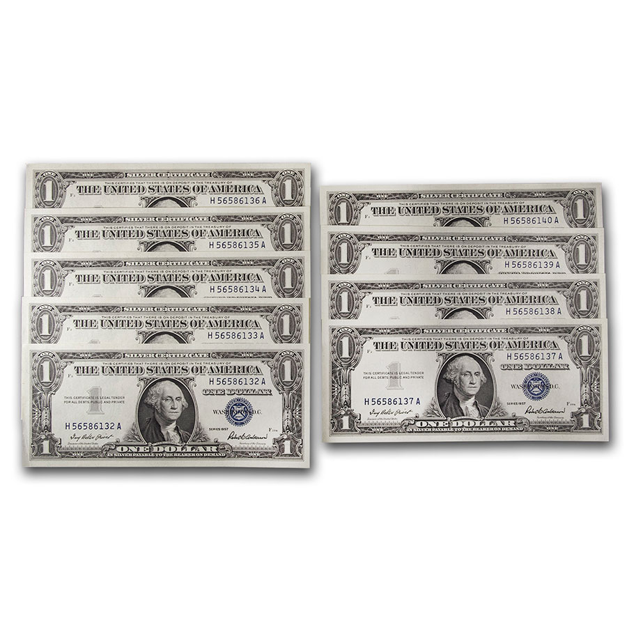 Buy 1957 $1.00 Silver Certificate CCU (9 Consecutive Notes) | APMEX