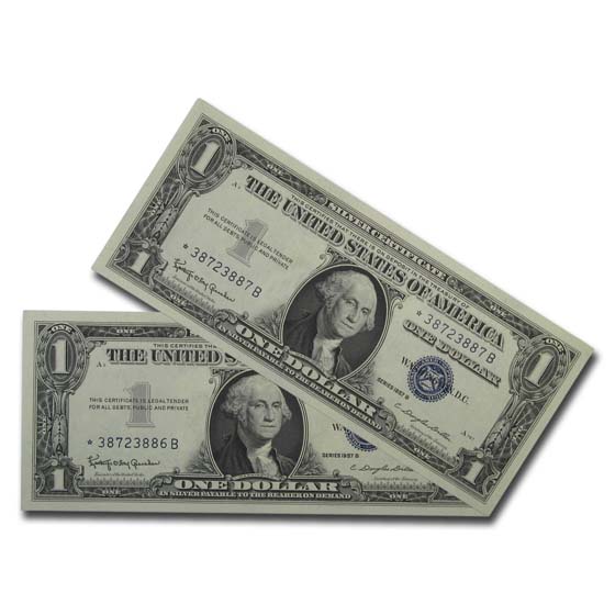 Buy 1957* $1.00 Silver Certificate CCU (2 Consecutive Notes) | APMEX