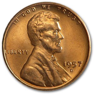 1957-D Lincoln Cent BU (Red)