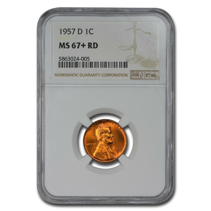 1957-D Lincoln Cent MS-67+ NGC (Red)