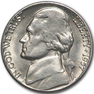 1957 Jefferson Nickel BU