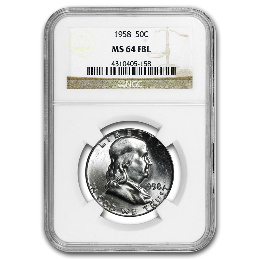 1958 Franklin Half Dollar MS-64 NGC (FBL)